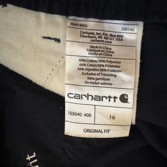 Carhartt RN#14806 Force Original Fit Work Shorts Women 16 Navy Blue Rip Stop - Picture 3 of 4